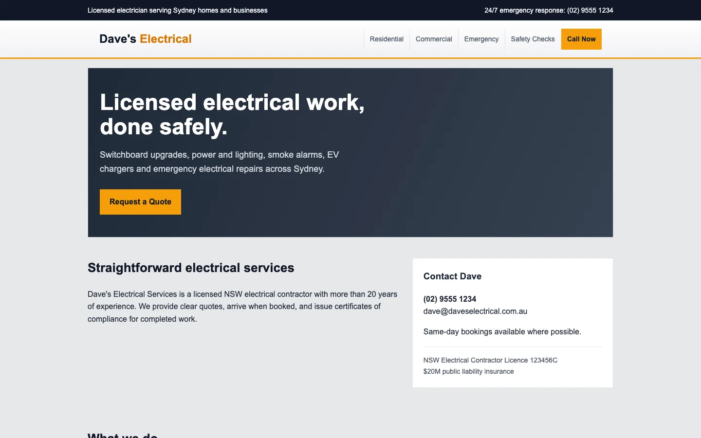 Licensed electrician before redesign